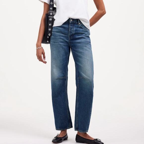 Madewell Darted Barrel Leg Jeans Medium Irmo Wash Button Fly Baggy Ankle 28 - Picture 1 of 13